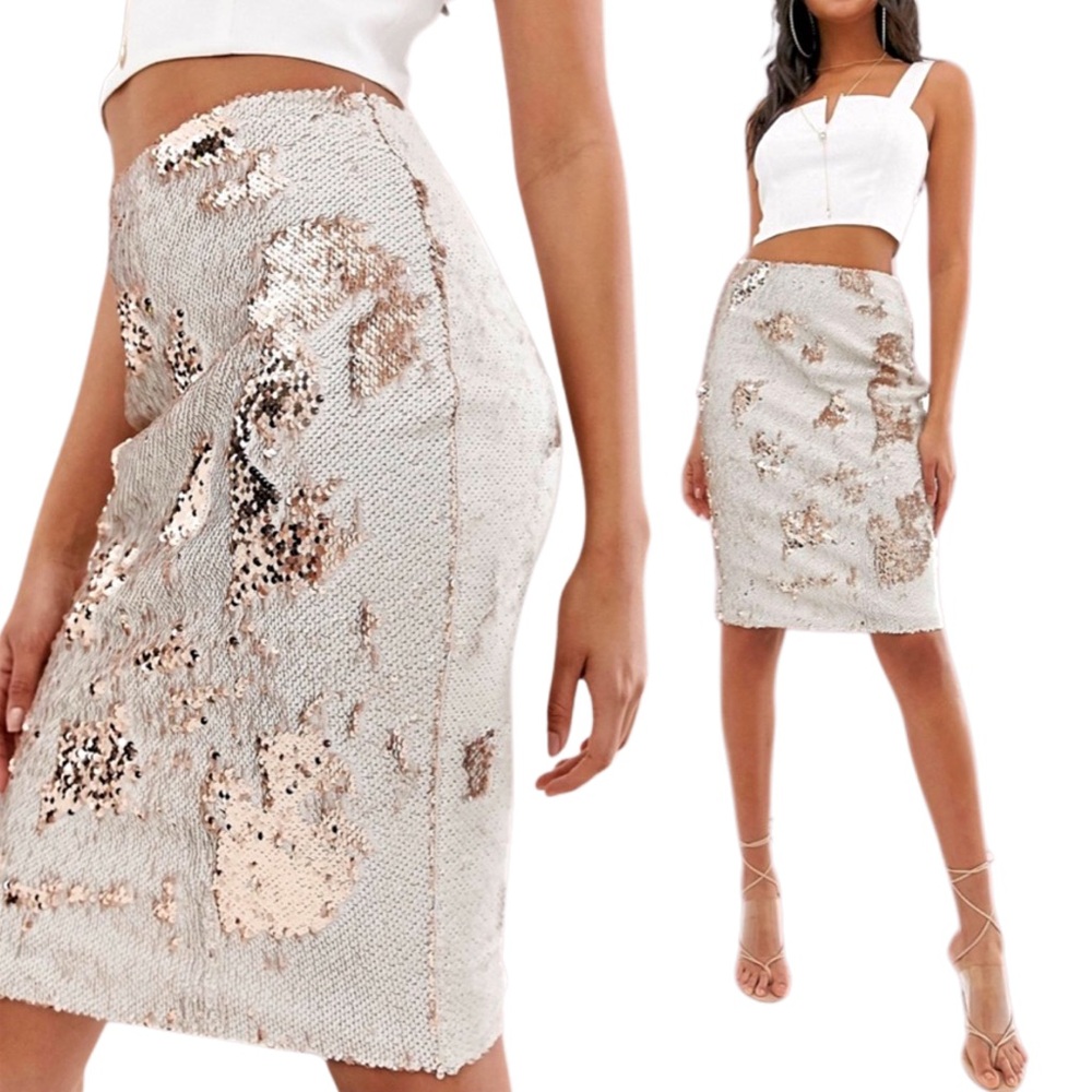 NWT* CHELSEA & VIOLET 2-Way Sequin Side-Slit Midi Pencil‎ Skirt
